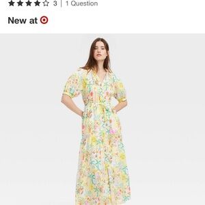 NWT Roller Rabbit Yellow Multi Floral Tie-Waist Maxi Dress XL